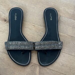 ALDO Black Sandals with Silver Accents